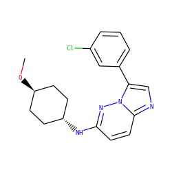 CO[C@H]1CC[C@H](Nc2ccc3ncc(-c4cccc(Cl)c4)n3n2)CC1 ZINC001772611292