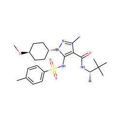 CO[C@H]1CC[C@H](n2nc(C)c(C(=O)N[C@@H](C)C(C)(C)C)c2NS(=O)(=O)c2ccc(C)cc2)CC1 ZINC000102923716