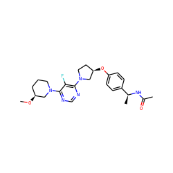 CO[C@H]1CCCN(c2ncnc(N3CC[C@@H](Oc4ccc([C@H](C)NC(C)=O)cc4)C3)c2F)C1 ZINC000261175859
