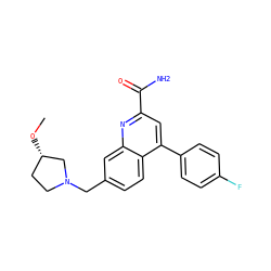 CO[C@H]1CCN(Cc2ccc3c(-c4ccc(F)cc4)cc(C(N)=O)nc3c2)C1 ZINC001772641211