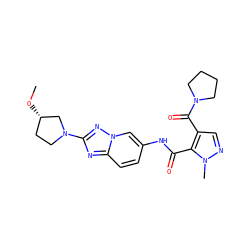 CO[C@H]1CCN(c2nc3ccc(NC(=O)c4c(C(=O)N5CCCC5)cnn4C)cn3n2)C1 ZINC000204949109