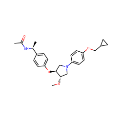 CO[C@H]1CN(c2ccc(OCC3CC3)cc2)C[C@@H]1Oc1ccc([C@H](C)NC(C)=O)cc1 ZINC001772628065