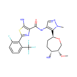 CO[C@H]1CO[C@H](c2c(NC(=O)c3nc(-c4c(F)cccc4C(F)(F)F)sc3N)cnn2C)CC[C@H]1N ZINC000216888739