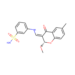 CO[C@H]1Oc2ccc(C)cc2C(=O)/C1=C\Nc1cccc(S(N)(=O)=O)c1 ZINC000653851610