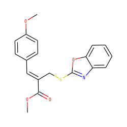 COC(=O)/C(=C/c1ccc(OC)cc1)CSc1nc2ccccc2o1 ZINC000169308071
