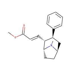 COC(=O)/C=C/[C@@H]1[C@@H](c2ccccc2)C[C@H]2CC[C@H]1N2C ZINC000100734580