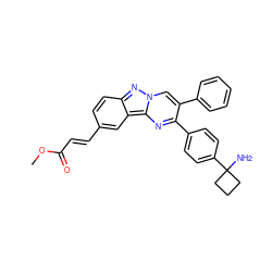 COC(=O)/C=C/c1ccc2nn3cc(-c4ccccc4)c(-c4ccc(C5(N)CCC5)cc4)nc3c2c1 ZINC000150255802
