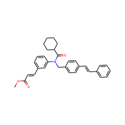 COC(=O)/C=C/c1cccc(N(Cc2ccc(/C=C/c3ccccc3)cc2)C(=O)C2CCCCC2)c1 ZINC000003959548