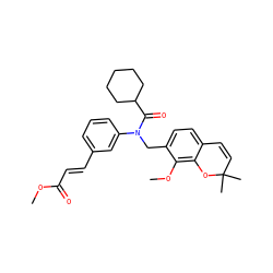 COC(=O)/C=C/c1cccc(N(Cc2ccc3c(c2OC)OC(C)(C)C=C3)C(=O)C2CCCCC2)c1 ZINC000028470509