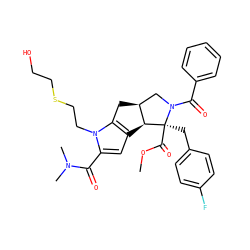 COC(=O)[C@@]1(Cc2ccc(F)cc2)[C@H]2c3cc(C(=O)N(C)C)n(CCSCCO)c3C[C@H]2CN1C(=O)c1ccccc1 ZINC000008829597