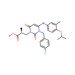 COC(=O)[C@@H](C)Cn1c(=O)cc(Nc2ccc(OC(C)C)c(C)c2)n(Cc2ccc(Cl)cc2)c1=O ZINC000221183255