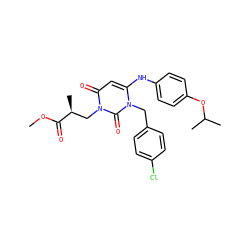 COC(=O)[C@@H](C)Cn1c(=O)cc(Nc2ccc(OC(C)C)cc2)n(Cc2ccc(Cl)cc2)c1=O ZINC000221183352