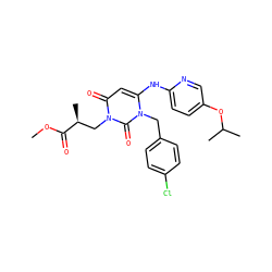 COC(=O)[C@@H](C)Cn1c(=O)cc(Nc2ccc(OC(C)C)cn2)n(Cc2ccc(Cl)cc2)c1=O ZINC000219529425