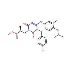 COC(=O)[C@@H](C)Cn1c(=O)nc(Nc2ccc(OC(C)C)c(C)c2)n(Cc2ccc(Cl)cc2)c1=O ZINC000200516738