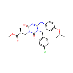 COC(=O)[C@@H](C)Cn1c(=O)nc(Nc2ccc(OC(C)C)cc2)n(Cc2ccc(Cl)cc2)c1=O ZINC000200527285