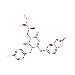 COC(=O)[C@@H](C)Cn1c(=O)nc(Nc2ccc3oc(C)cc3c2)n(Cc2ccc(Cl)cc2)c1=O ZINC000200511084