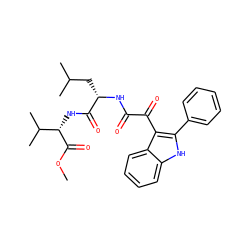 COC(=O)[C@@H](NC(=O)[C@H](CC(C)C)NC(=O)C(=O)c1c(-c2ccccc2)[nH]c2ccccc12)C(C)C ZINC000653885923