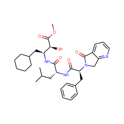 COC(=O)[C@@H](O)[C@H](CC1CCCCC1)NC(=O)[C@@H](CC(C)C)NC(=O)[C@H](Cc1ccccc1)N1Cc2ncccc2C1=O ZINC000027900023