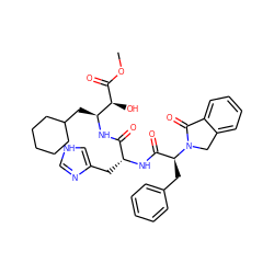 COC(=O)[C@@H](O)[C@H](CC1CCCCC1)NC(=O)[C@@H](Cc1c[nH]cn1)NC(=O)[C@H](Cc1ccccc1)N1Cc2ccccc2C1=O ZINC000027884525