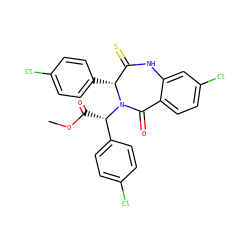 COC(=O)[C@@H](c1ccc(Cl)cc1)N1C(=O)c2ccc(Cl)cc2NC(=S)[C@H]1c1ccc(Cl)cc1 ZINC000084690622