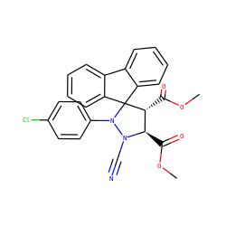 COC(=O)[C@@H]1[C@@H](C(=O)OC)C2(c3ccccc3-c3ccccc32)N(c2ccc(Cl)cc2)N1C#N ZINC000008386474