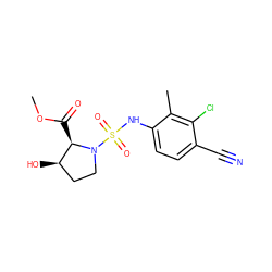 COC(=O)[C@@H]1[C@H](O)CCN1S(=O)(=O)Nc1ccc(C#N)c(Cl)c1C ZINC000028822689