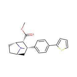 COC(=O)[C@@H]1[C@H](c2ccc(-c3cccs3)cc2)C[C@H]2CC[C@H]1N2C ZINC000101007973