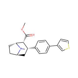 COC(=O)[C@@H]1[C@H](c2ccc(-c3ccsc3)cc2)C[C@H]2CC[C@H]1N2C ZINC000101031400