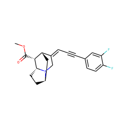 COC(=O)[C@@H]1[C@H]2C[C@H]3CC[C@H]1N3C/C2=C\C#Cc1ccc(F)c(F)c1 ZINC000253640070