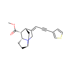 COC(=O)[C@@H]1[C@H]2C[C@H]3CC[C@H]1N3C/C2=C\C#Cc1ccsc1 ZINC000253640347