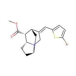 COC(=O)[C@@H]1[C@H]2C[C@H]3CC[C@H]1N3C/C2=C\c1ccc(Br)s1 ZINC000253687843