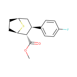COC(=O)[C@@H]1[C@H]2CC[C@@H](C[C@H]1c1ccc(F)cc1)S2 ZINC000028643640