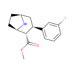 COC(=O)[C@@H]1[C@H]2CC[C@@H](C[C@H]1c1cccc(F)c1)N2 ZINC000013644785