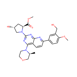 COC(=O)[C@@H]1C[C@@H](O)CN1c1nc(N2CCOC[C@@H]2C)c2ccc(-c3ccc(OC)c(CO)c3)nc2n1 ZINC000139079364