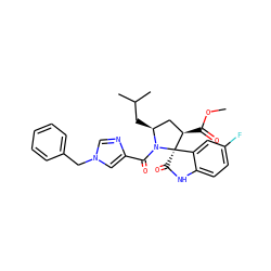 COC(=O)[C@@H]1C[C@H](CC(C)C)N(C(=O)c2cn(Cc3ccccc3)cn2)[C@@]12C(=O)Nc1ccc(F)cc12 ZINC001772650368