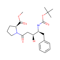 COC(=O)[C@@H]1CCCN1C(=O)C[C@H](O)[C@H](Cc1ccccc1)NC(=O)OC(C)(C)C ZINC000653742660