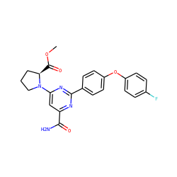 COC(=O)[C@@H]1CCCN1c1cc(C(N)=O)nc(-c2ccc(Oc3ccc(F)cc3)cc2)n1 ZINC000142530756