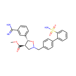 COC(=O)[C@@H]1CN(Cc2ccc(-c3ccccc3S(N)(=O)=O)cc2)O[C@H]1c1cccc(C(=N)N)c1 ZINC000028225901