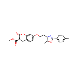 COC(=O)[C@@H]1Cc2ccc(OCCc3nc(-c4ccc(C)cc4)oc3C)cc2OC1=O ZINC000040846863