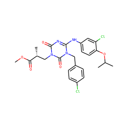 COC(=O)[C@H](C)Cn1c(=O)nc(Nc2ccc(OC(C)C)c(Cl)c2)n(Cc2ccc(Cl)cc2)c1=O ZINC000200514804