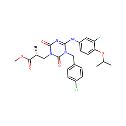 COC(=O)[C@H](C)Cn1c(=O)nc(Nc2ccc(OC(C)C)c(F)c2)n(Cc2ccc(Cl)cc2)c1=O ZINC000145628012