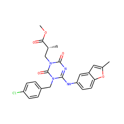 COC(=O)[C@H](C)Cn1c(=O)nc(Nc2ccc3oc(C)cc3c2)n(Cc2ccc(Cl)cc2)c1=O ZINC000200510787