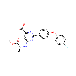 COC(=O)[C@H](C)Nc1cc(C(=O)O)nc(-c2ccc(Oc3ccc(F)cc3)cc2)n1 ZINC000142470255