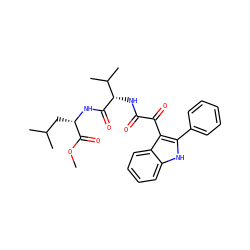 COC(=O)[C@H](CC(C)C)NC(=O)[C@@H](NC(=O)C(=O)c1c(-c2ccccc2)[nH]c2ccccc12)C(C)C ZINC000653885938