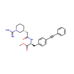 COC(=O)[C@H](Cc1ccc(C#Cc2ccccc2)cc1)NC(=O)C[C@H]1CCCN(C(=N)N)C1 ZINC000013579788