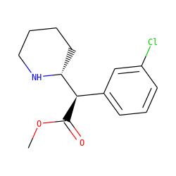 COC(=O)[C@H](c1cccc(Cl)c1)[C@H]1CCCCN1 ZINC000028227600