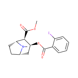 COC(=O)[C@H]1[C@@H](OC(=O)c2ccccc2I)C[C@@H]2CC[C@H]1N2C ZINC000013650643