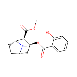 COC(=O)[C@H]1[C@@H](OC(=O)c2ccccc2O)C[C@@H]2CC[C@H]1N2C ZINC000013606132