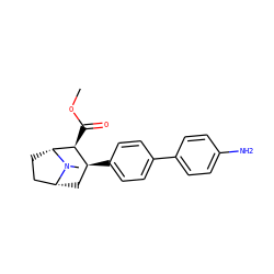 COC(=O)[C@H]1[C@@H](c2ccc(-c3ccc(N)cc3)cc2)C[C@@H]2CC[C@H]1N2C ZINC000036271661