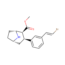 COC(=O)[C@H]1[C@@H](c2cccc(/C=C/Br)c2)C[C@@H]2CC[C@H]1N2 ZINC000036093267